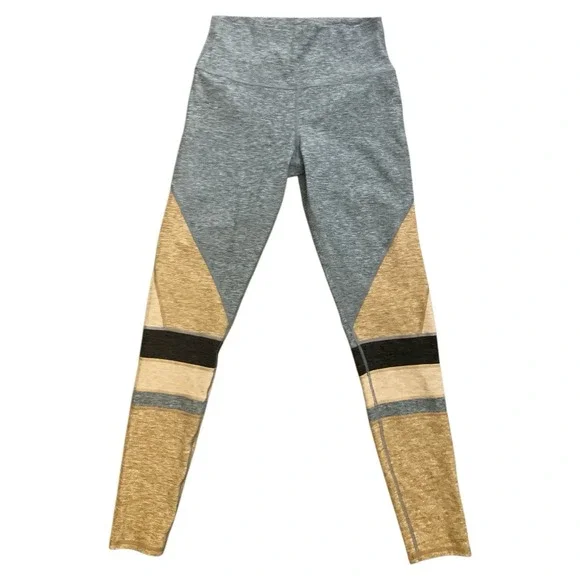 Alo Yoga Sheila Alosoft Gray Tan Womens Medium High-Rise Workout Gym Leggings - Picture 2 of 9